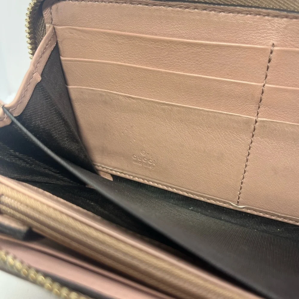 GUCCI Micro Guccisima Patent Leather Zip Around Wallet, Beige/Nude EUC - Picture 14 of 17